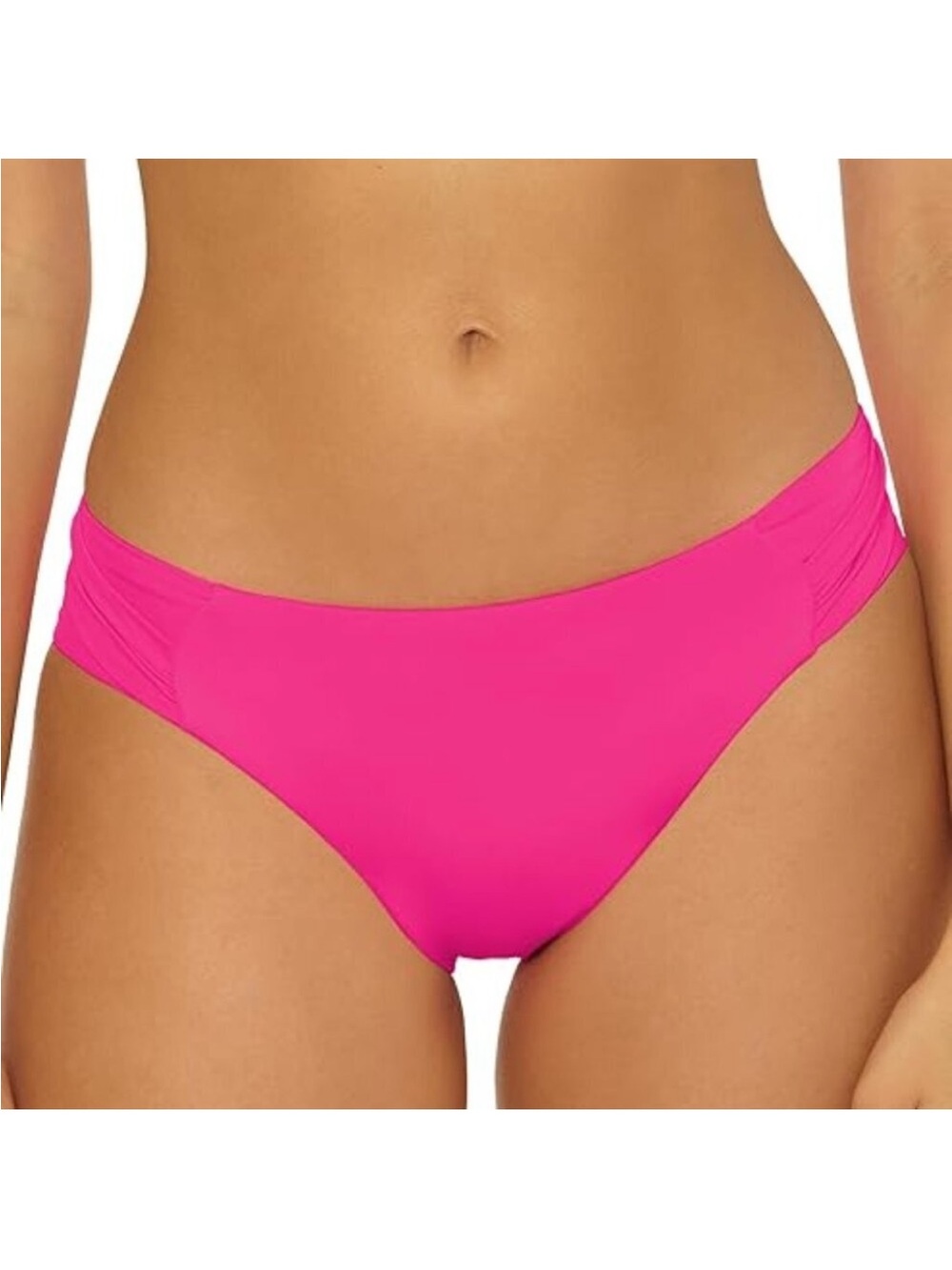 Leilani Low Rise Ruched Side Pink Bikini Swim Bottom Pink Medium /6 NWT